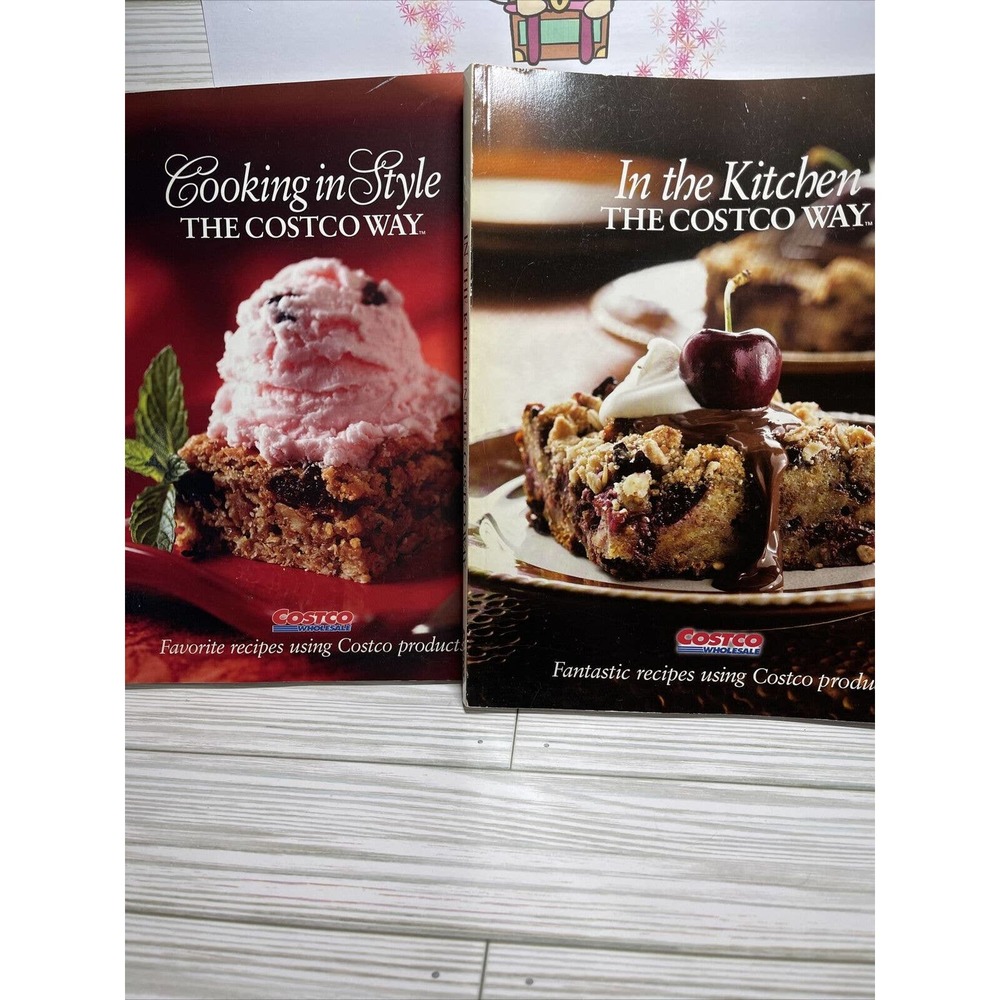 Lot of 2 Costco Product Cookbooks Cooking In Style In The Kitchen Paper Back